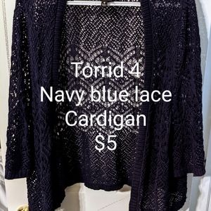 Torrid 4 Navy Crochet Cardigan